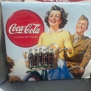 Vintage  2007 Coca Cola Wall Calendar. Chalkboard, Straw Holder Container